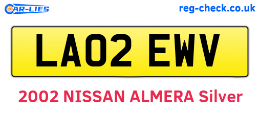 LA02EWV are the vehicle registration plates.
