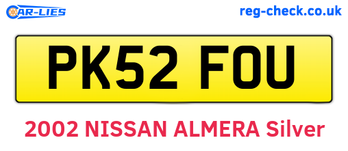 PK52FOU are the vehicle registration plates.