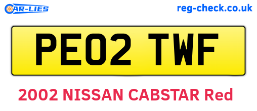PE02TWF are the vehicle registration plates.