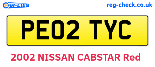 PE02TYC are the vehicle registration plates.