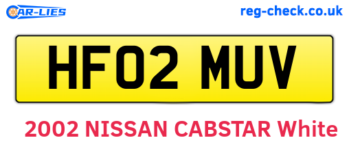 HF02MUV are the vehicle registration plates.