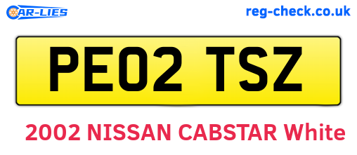 PE02TSZ are the vehicle registration plates.