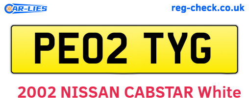 PE02TYG are the vehicle registration plates.