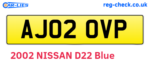 AJ02OVP are the vehicle registration plates.