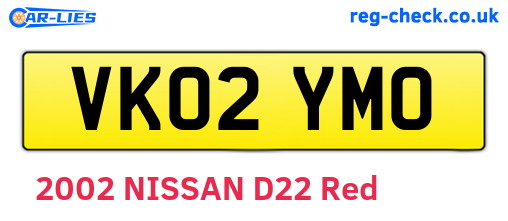 VK02YMO are the vehicle registration plates.