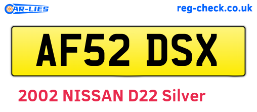 AF52DSX are the vehicle registration plates.