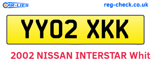 YY02XKK are the vehicle registration plates.