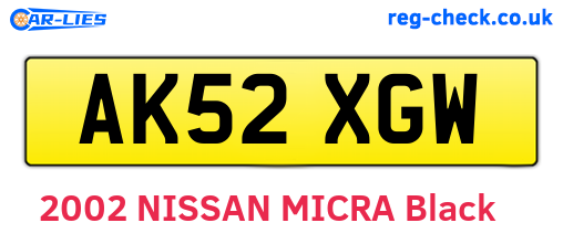 AK52XGW are the vehicle registration plates.