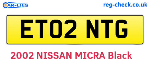 ET02NTG are the vehicle registration plates.