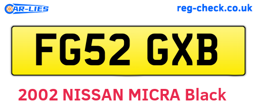 FG52GXB are the vehicle registration plates.