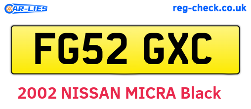 FG52GXC are the vehicle registration plates.