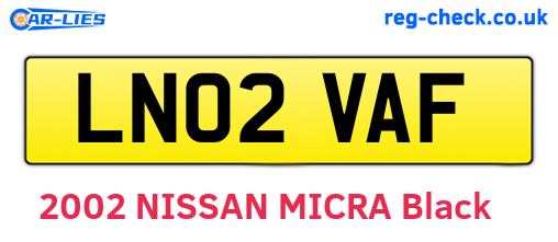 LN02VAF are the vehicle registration plates.