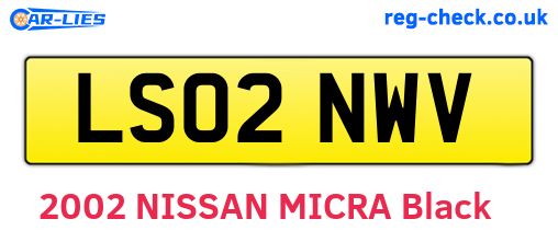 LS02NWV are the vehicle registration plates.