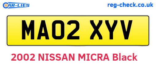 MA02XYV are the vehicle registration plates.