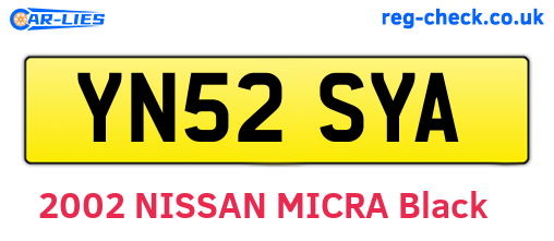 YN52SYA are the vehicle registration plates.