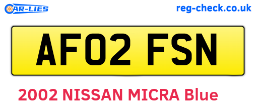 AF02FSN are the vehicle registration plates.