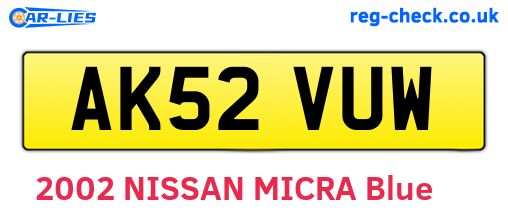 AK52VUW are the vehicle registration plates.