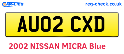 AU02CXD are the vehicle registration plates.