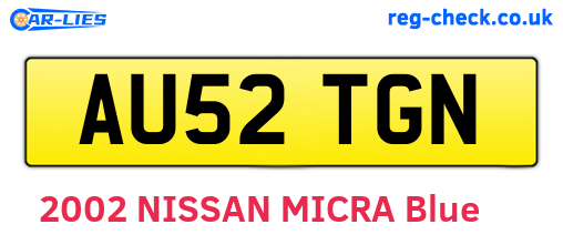 AU52TGN are the vehicle registration plates.