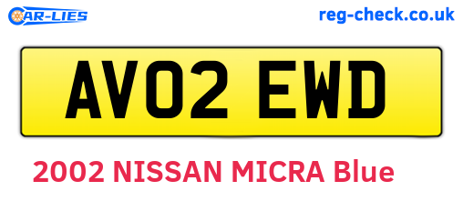AV02EWD are the vehicle registration plates.