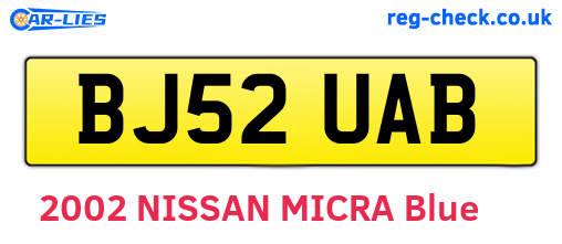 BJ52UAB are the vehicle registration plates.