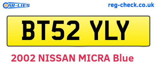 BT52YLY are the vehicle registration plates.