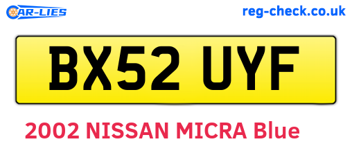 BX52UYF are the vehicle registration plates.