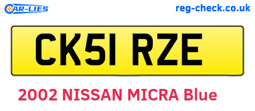 CK51RZE are the vehicle registration plates.