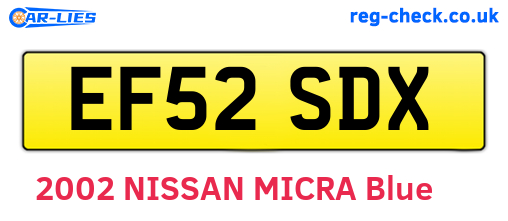EF52SDX are the vehicle registration plates.