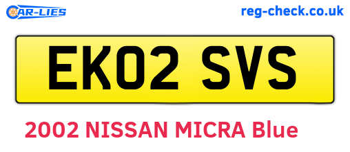 EK02SVS are the vehicle registration plates.