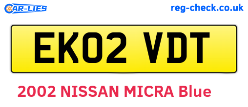 EK02VDT are the vehicle registration plates.