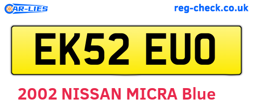 EK52EUO are the vehicle registration plates.