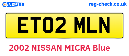 ET02MLN are the vehicle registration plates.