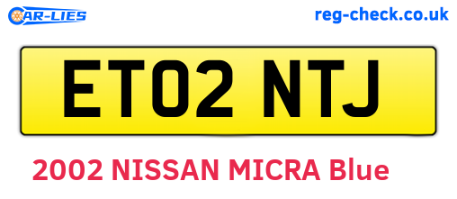 ET02NTJ are the vehicle registration plates.