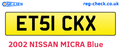 ET51CKX are the vehicle registration plates.