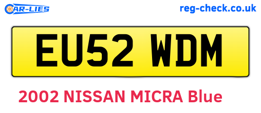 EU52WDM are the vehicle registration plates.