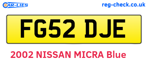 FG52DJE are the vehicle registration plates.
