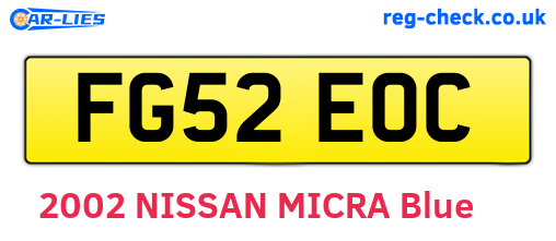 FG52EOC are the vehicle registration plates.
