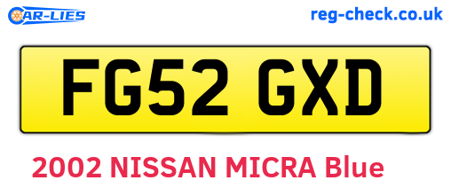 FG52GXD are the vehicle registration plates.