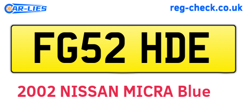 FG52HDE are the vehicle registration plates.