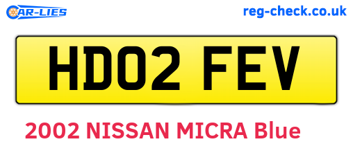 HD02FEV are the vehicle registration plates.