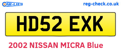 HD52EXK are the vehicle registration plates.