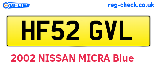 HF52GVL are the vehicle registration plates.