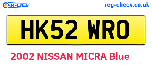 HK52WRO are the vehicle registration plates.