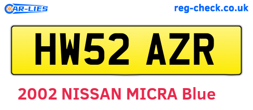 HW52AZR are the vehicle registration plates.