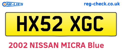 HX52XGC are the vehicle registration plates.