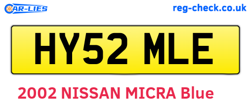 HY52MLE are the vehicle registration plates.