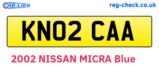 KN02CAA are the vehicle registration plates.