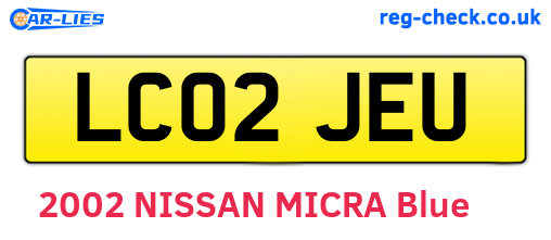 LC02JEU are the vehicle registration plates.