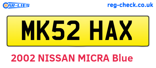 MK52HAX are the vehicle registration plates.